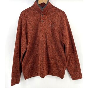 Eddie Bauer Fleece Pullover Sweater Mens XL‎ 1/4 Snap Rust/Gray EUC